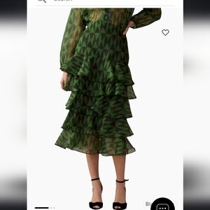 Geometric Silk Organza Midi Skirt